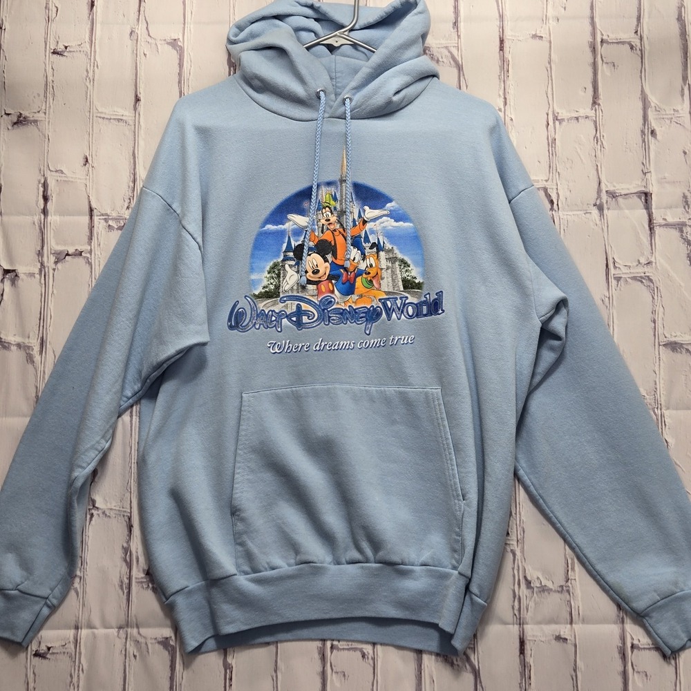 Walt Disney World Sweatshirt Hoodie Adult‎ Sz Large Baby Blue Graphic Mickey